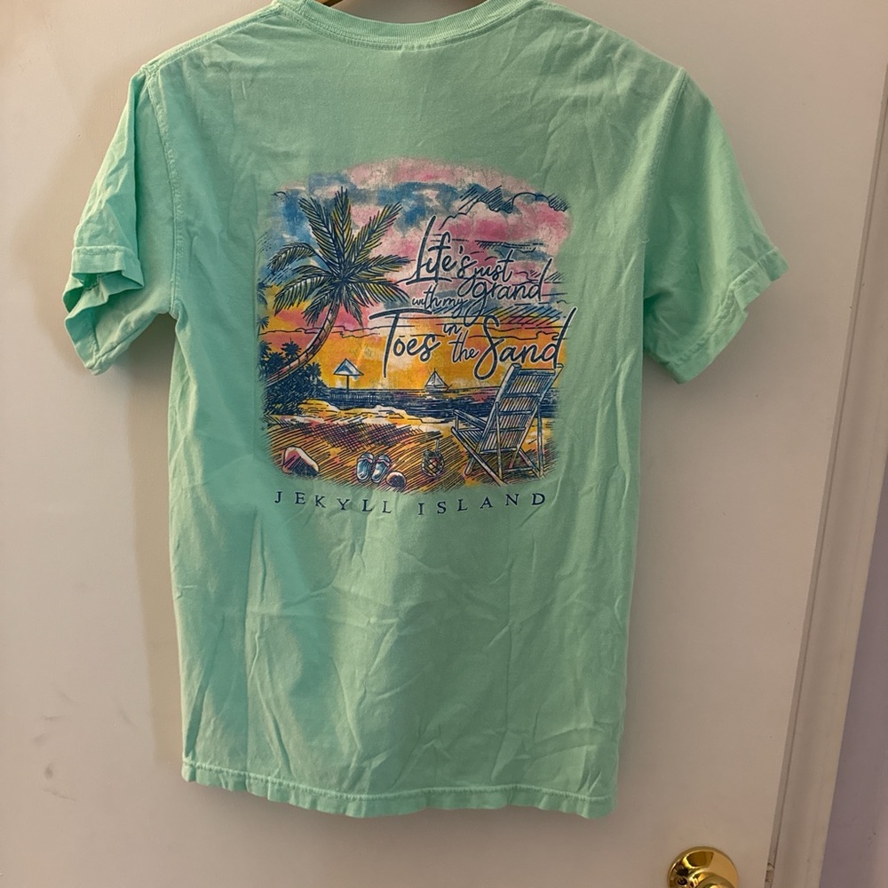 Comfort Colors Green Short Sleeve Tee with Tropical Graphic